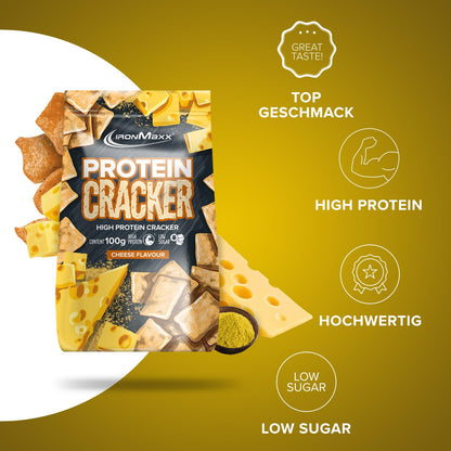 IronMaxx Protein Cracker Pizza 100g | Crunchy, Low Sugar Snack with 21% Protein | Baked & Non-Fried