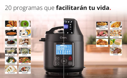 Olla a presión programable y freidora de aire 9 en 1 Foodie Pot – Robot de cocina rápido y fácil Cloen
