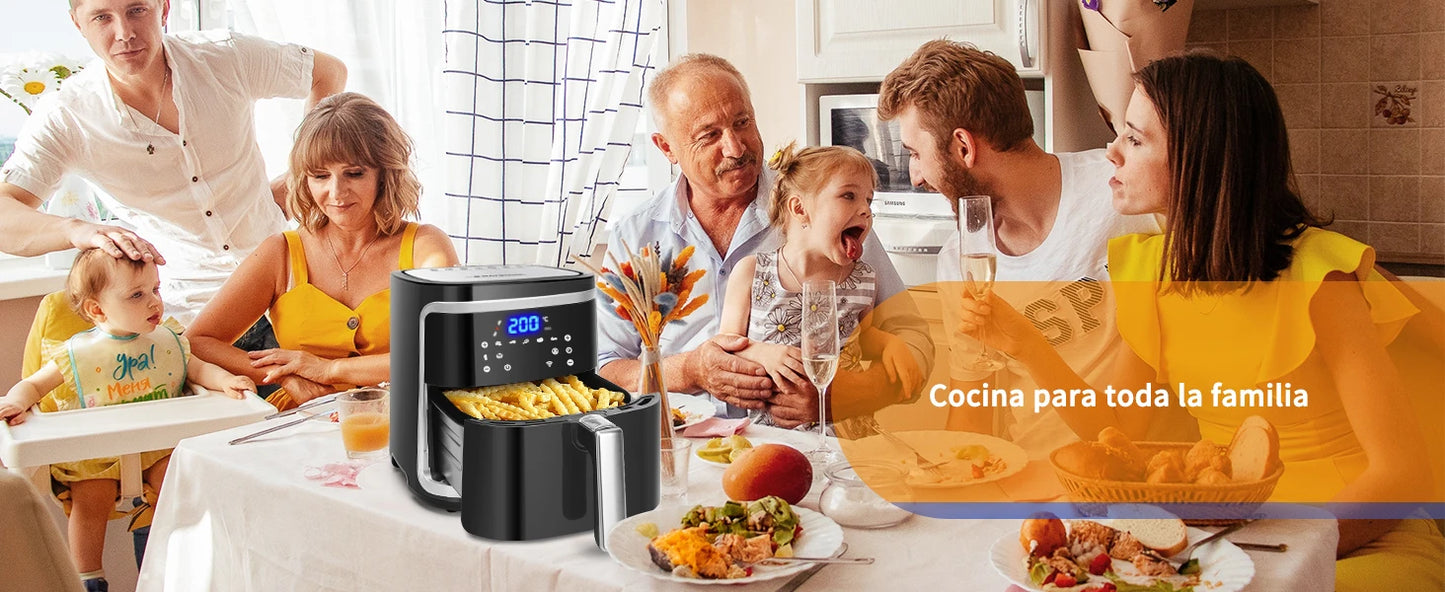 Freidora de aire Aigostar 7L sin aceite con WiFi, 1900W + pulverizador de aceite y libro de recetas