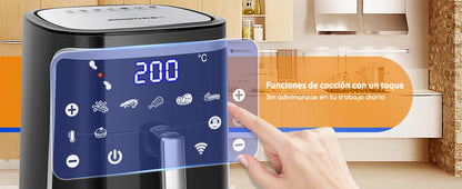 Freidora de aire Aigostar 7L sin aceite con WiFi, 1900W + pulverizador de aceite y libro de recetas