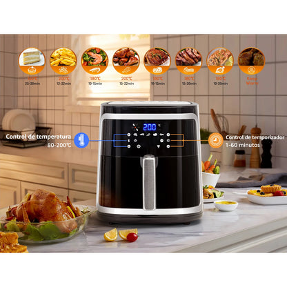 Freidora de aire Aigostar 7L sin aceite con WiFi, 1900W + pulverizador de aceite y libro de recetas