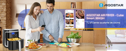 Freidora de aire Aigostar 7L sin aceite con WiFi, 1900W + pulverizador de aceite y libro de recetas