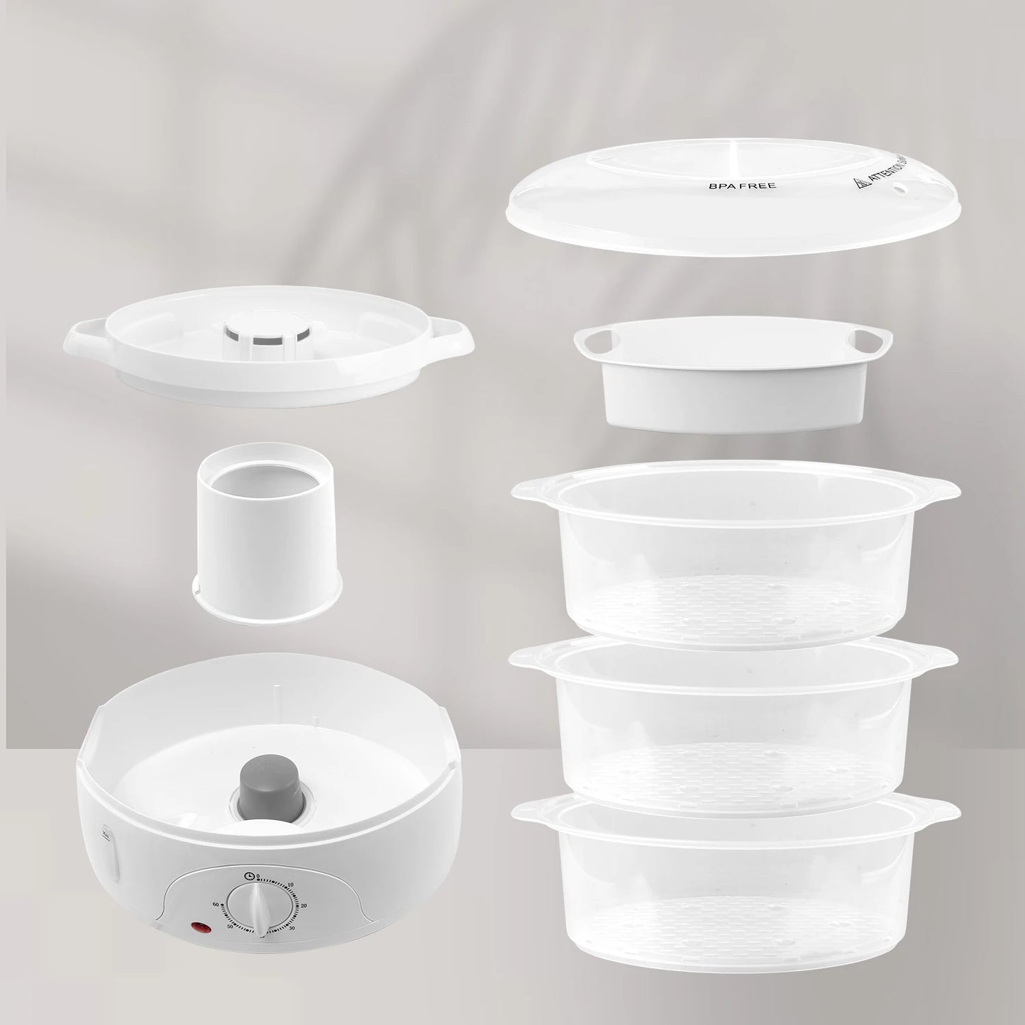 Vaporera Aigostar 9L con 3 recipientes independientes y temporizador de 60 minutos