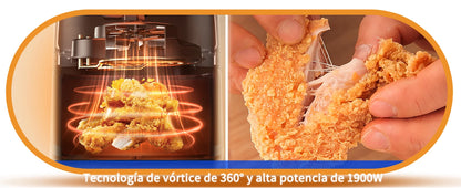 Freidora de aire Aigostar 7L sin aceite con WiFi, 1900W + pulverizador de aceite y libro de recetas
