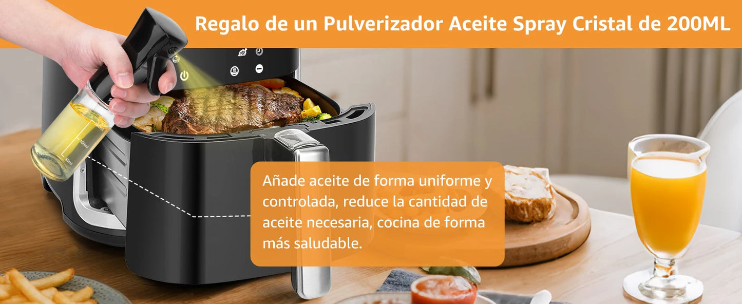Freidora de aire Aigostar 7L sin aceite con WiFi, 1900W + pulverizador de aceite y libro de recetas