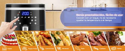 Freidora de aire Aigostar 7L sin aceite con WiFi, 1900W + pulverizador de aceite y libro de recetas