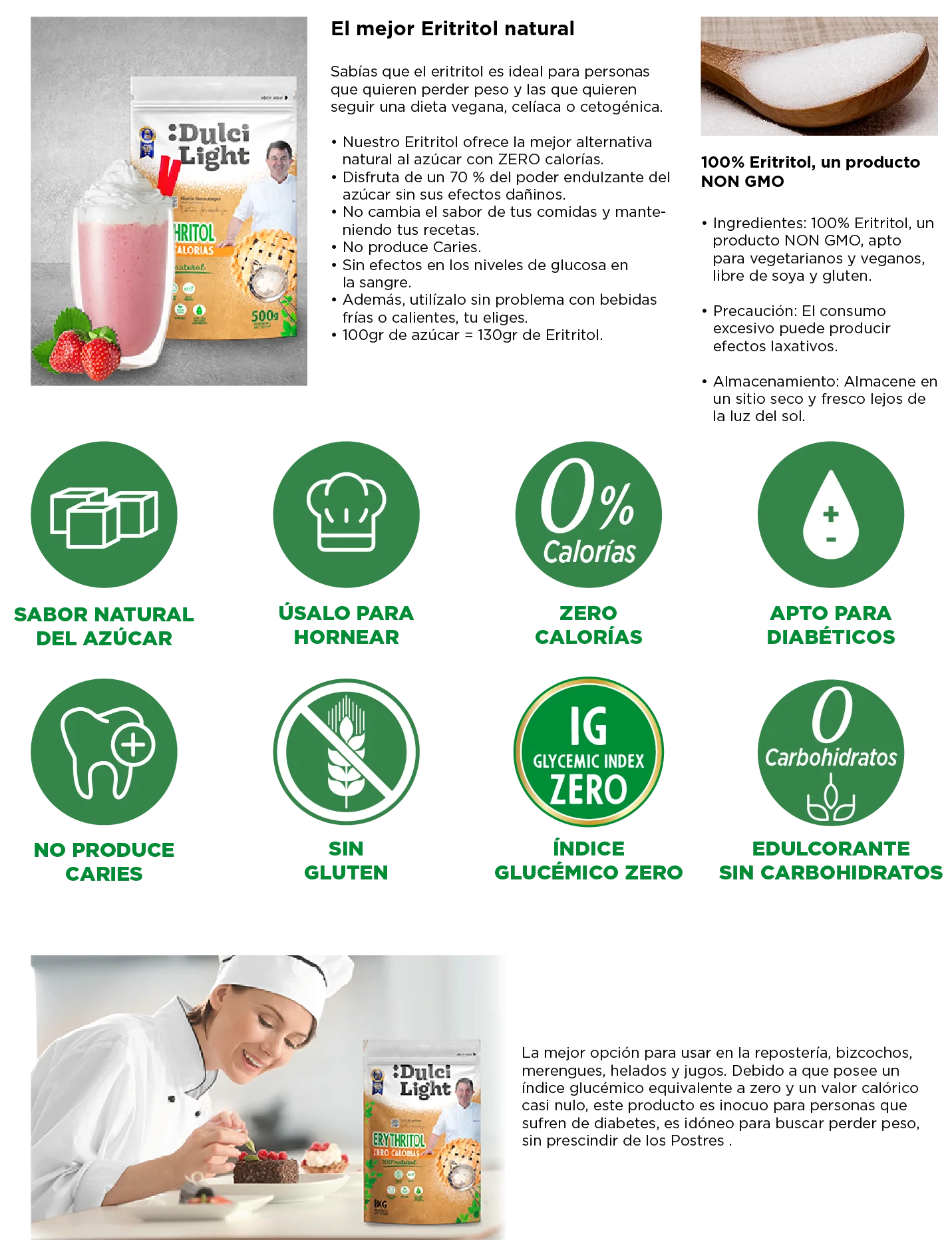 Dulcilight Eritritol 1 kg – Cero calorías, sabor natural 😋