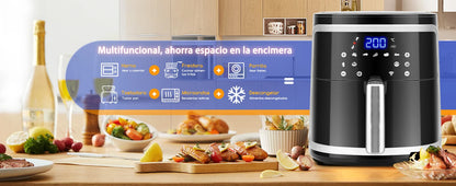 Freidora de aire Aigostar 7L sin aceite con WiFi, 1900W + pulverizador de aceite y libro de recetas