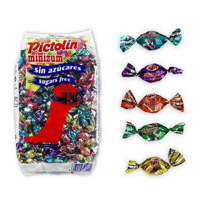 Caramelos Pictolin MiniZum sin azúcar – Bolsa 1 kg (≈430 uds) 🍓🍍🍊🍋