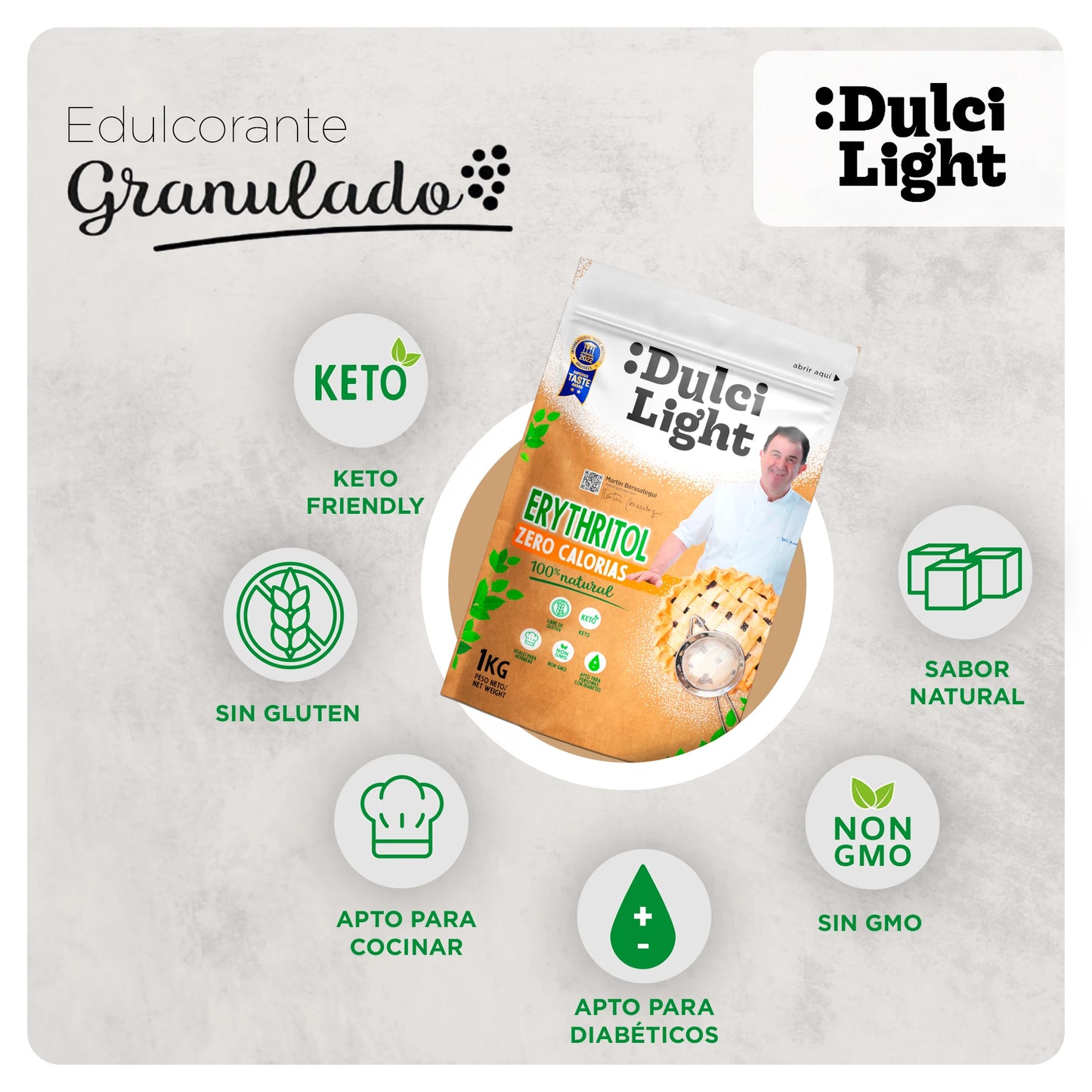 Dulcilight Eritritol 1 kg – Cero calorías, sabor natural 😋