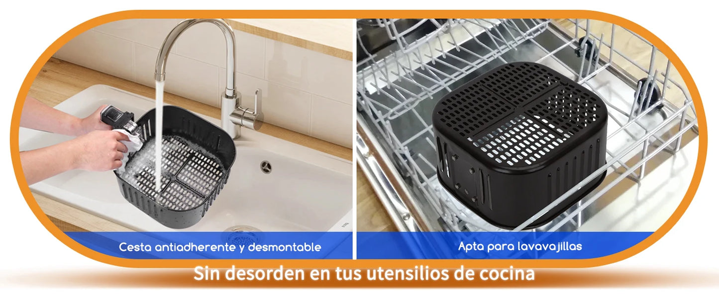 Freidora de aire Aigostar 7L sin aceite con WiFi, 1900W + pulverizador de aceite y libro de recetas