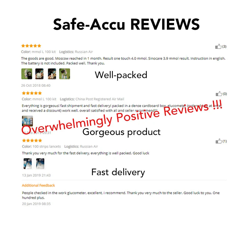 Sinocare Safe-Accu – Kit medidor de glucosa con 50/100 tiras y lancetas para control de la diabetes