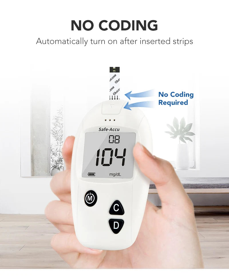 Sinocare Safe-Accu – Kit medidor de glucosa con 50/100 tiras y lancetas para control de la diabetes