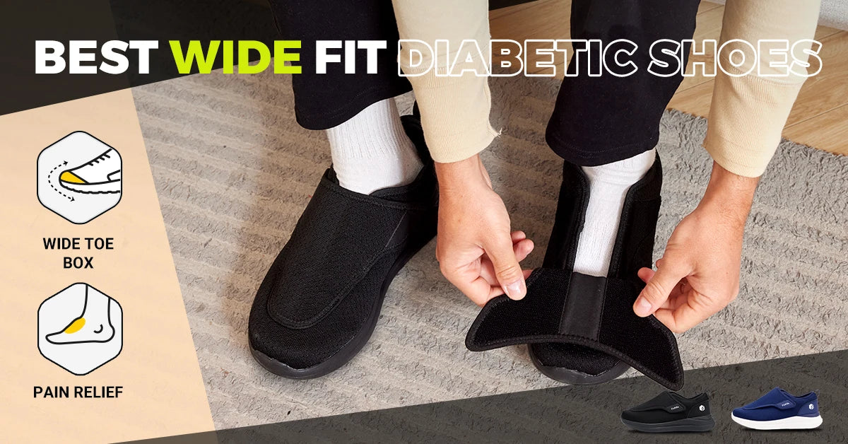 Zapatillas FitVille extra anchas para hombre mayor – Ortopédicas, pies hinchados y alivio del dolor al caminar