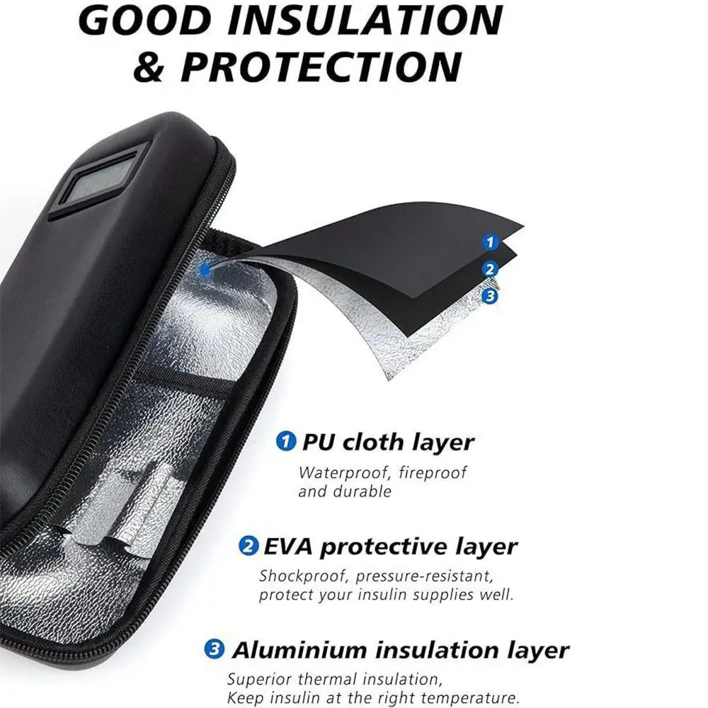 Estuche nevera para insulina con termómetro – Bolso organizador impermeable para viaje