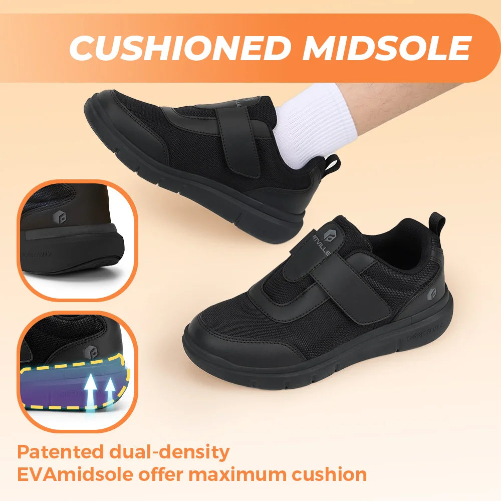 Zapatillas FitVille para diabéticos hombre – Extra anchas, pies hinchados y neuropatía, ligeras para caminar