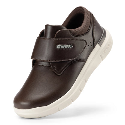 Zapatos hombre extra anchos de piel – Ortopédicos para diabéticos, pies hinchados y dedos sensibles, antideslizantes con soporte de arco