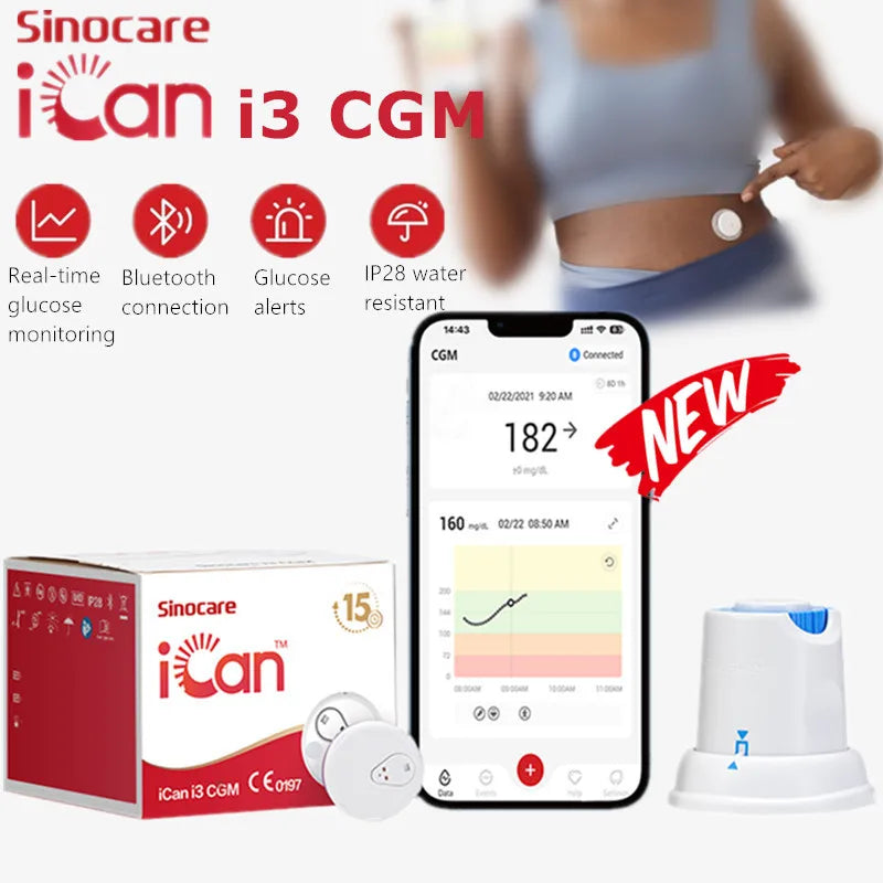 Sinocare Safe-Accu – Kit medidor de glucosa con 50/100 tiras y lancetas para control de la diabetes