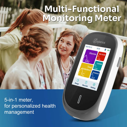 Medidor 5 en 1 EN601: lactato, cetonas, glucosa, ácido úrico y colesterol total