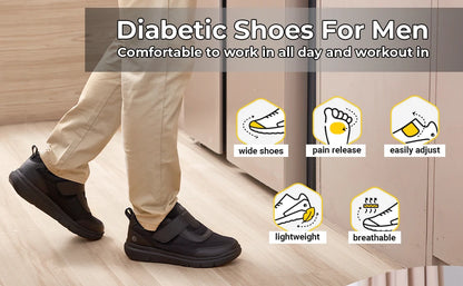 Zapatillas FitVille para diabéticos hombre – Extra anchas, pies hinchados y neuropatía, ligeras para caminar