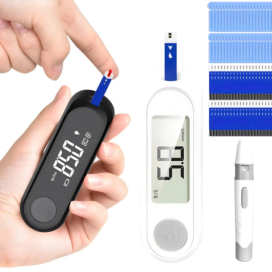 Kit medidor de glucosa en sangre – Glucómetro con 50 tiras y 50 lancetas para control de la diabetes