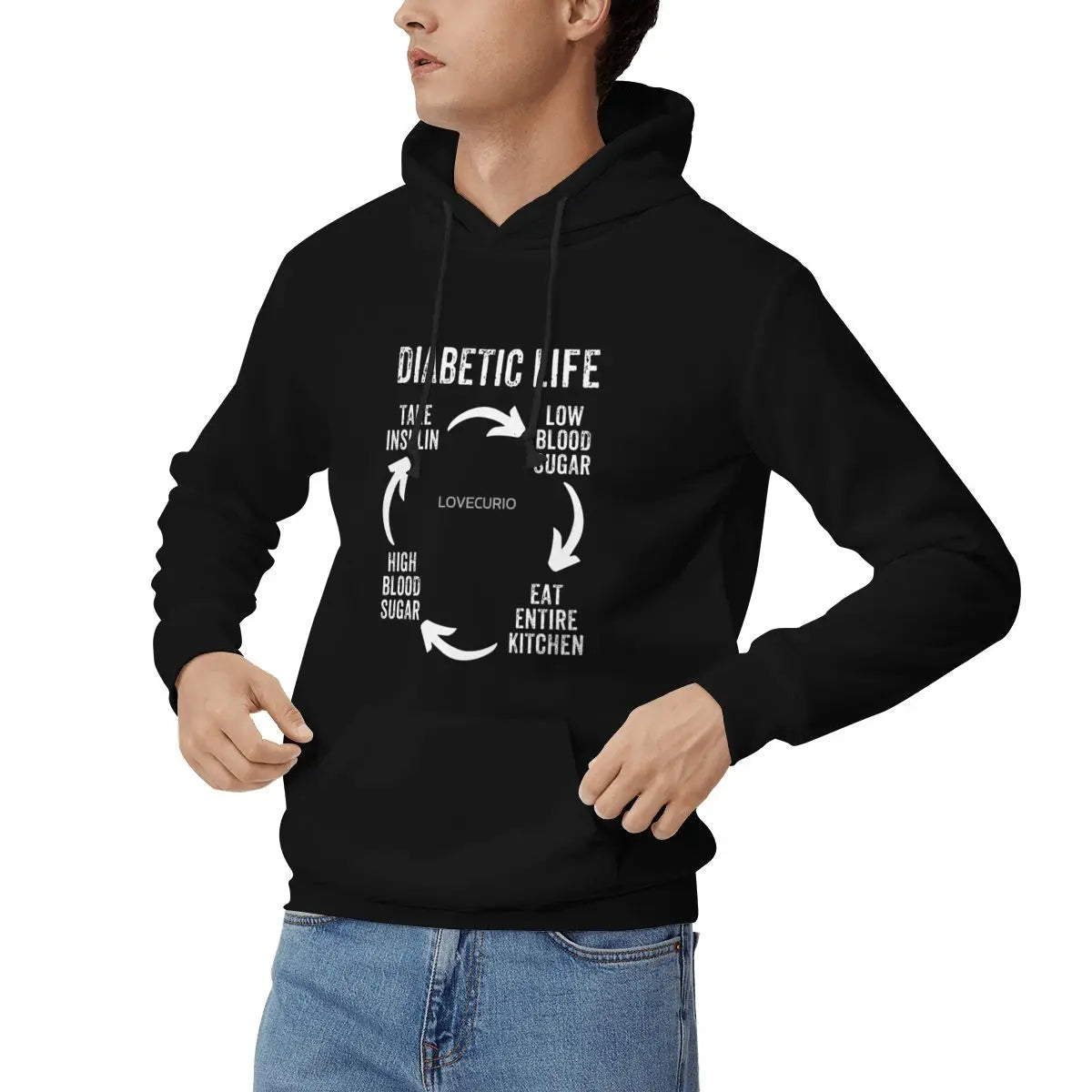 Sudadera oversize “Diabetic Life – Humerus Day” para mujer – Hoodie anime estilo coreano divertida sobre la vida de una diabética