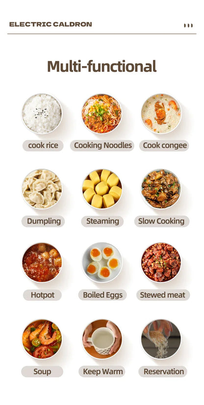 Olla Arrocera Eléctrica 2,4L  – Multicooker Compacto para 1–2 Personas, Antiadherente y 220V