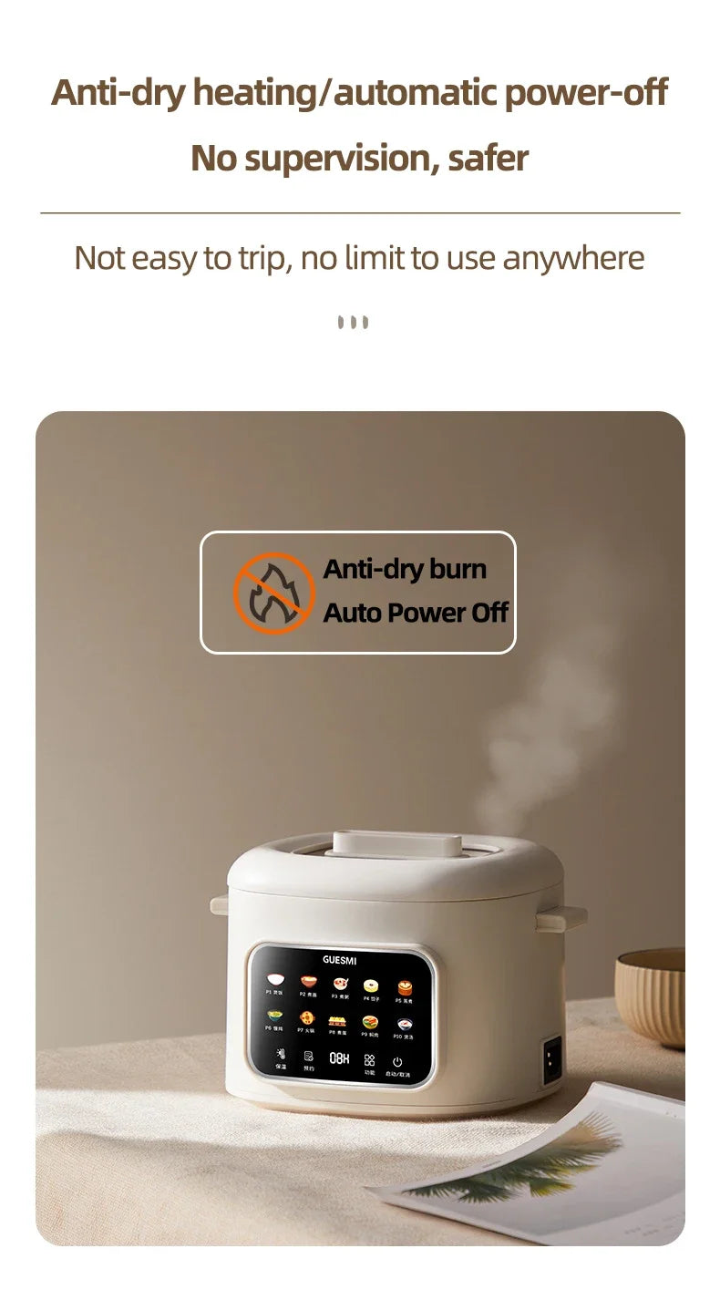 Olla Arrocera Eléctrica 2,4L  – Multicooker Compacto para 1–2 Personas, Antiadherente y 220V