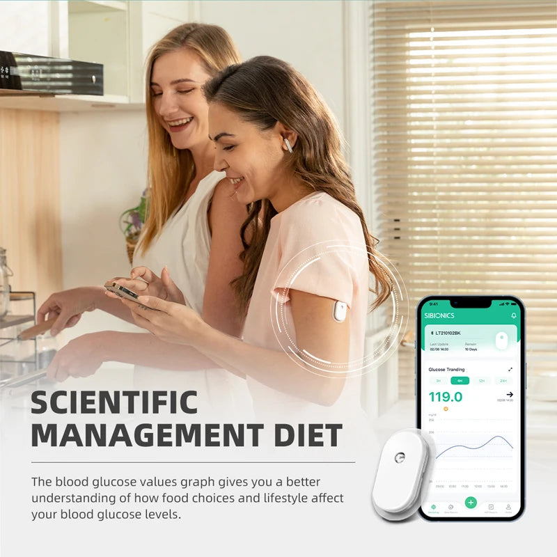 Monitor Continuo de Glucosa Sibionics CGM con Bluetooth – Sensor de Azúcar en Sangre Libre