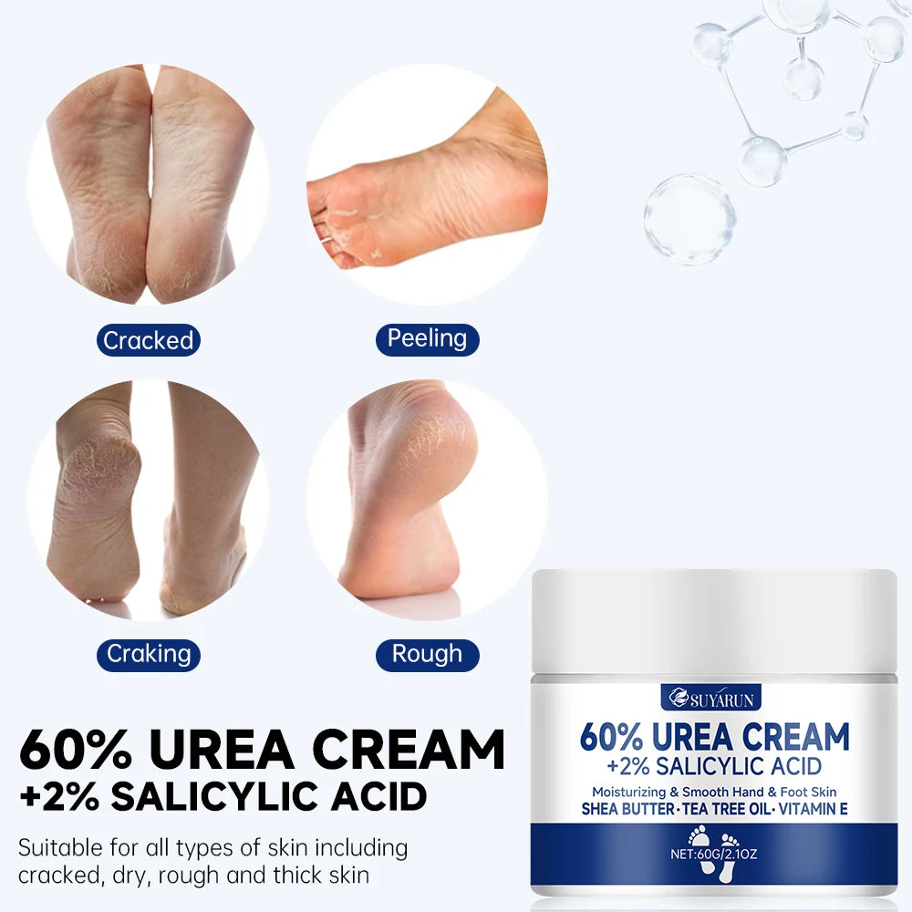 Crema de pies con urea 60% SUYARUN – Talones agrietados, durezas y pies secos especiales diabéticos