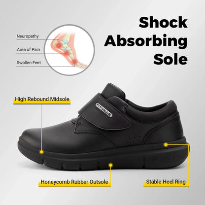 Zapatos hombre extra anchos de piel – Ortopédicos para diabéticos, pies hinchados y dedos sensibles, antideslizantes con soporte de arco