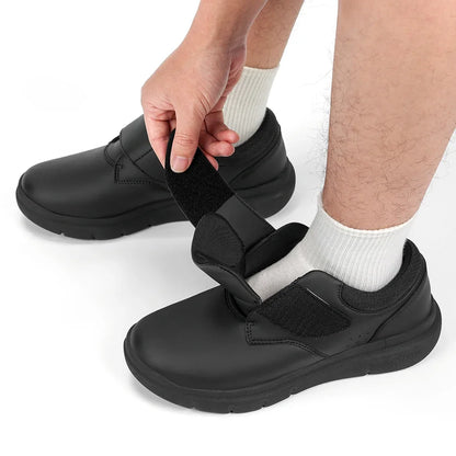 Zapatos hombre extra anchos de piel – Ortopédicos para diabéticos, pies hinchados y dedos sensibles, antideslizantes con soporte de arco