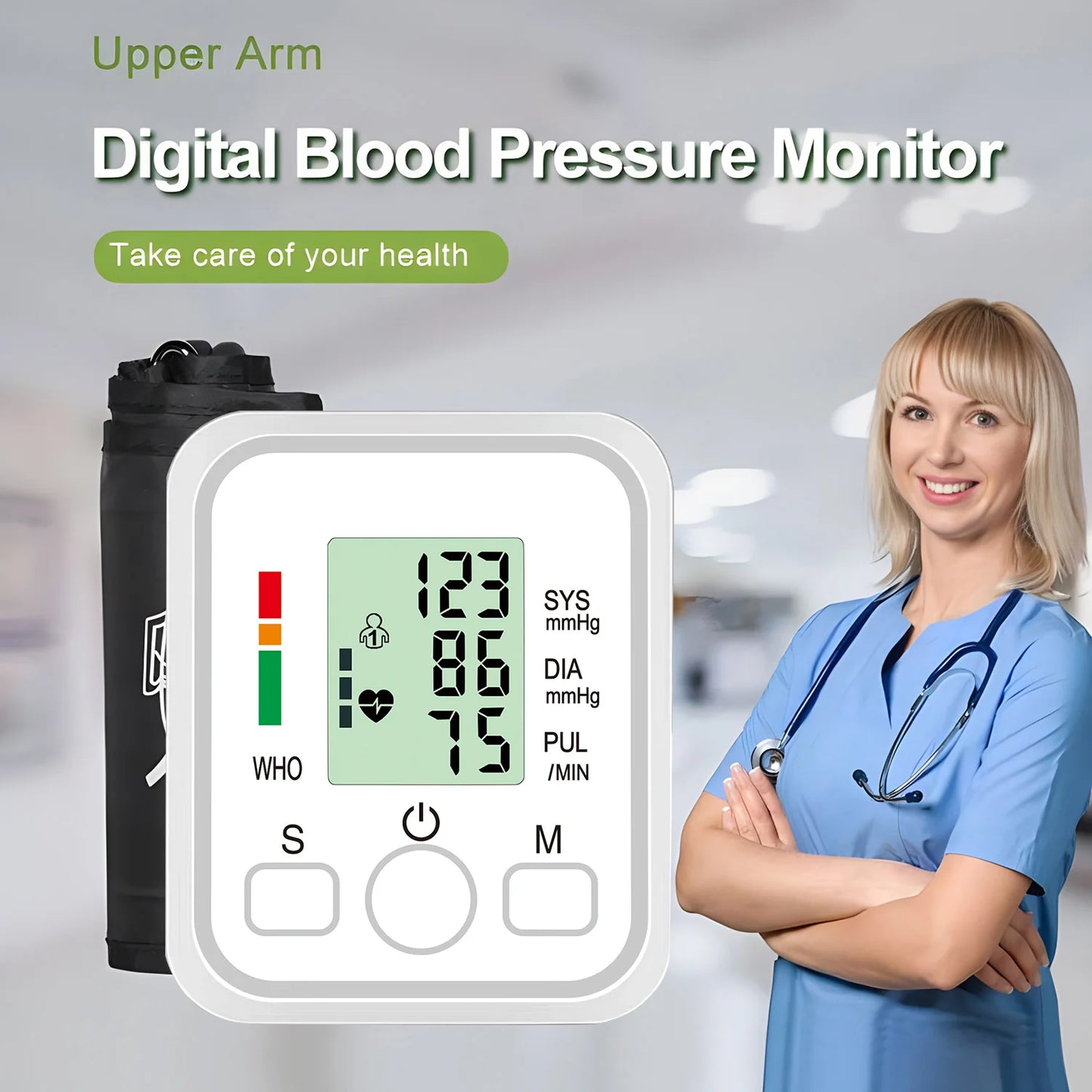 Tensiómetro digital de brazo – Monitor automático de presión arterial y pulso