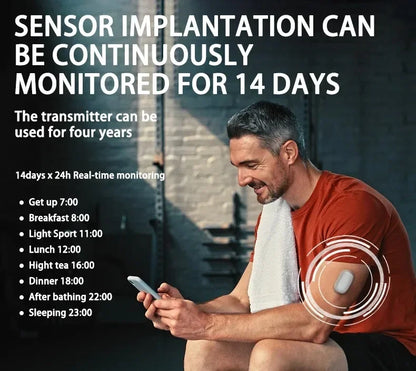 Monitoreo dinámico de glucosa en sangre CGMS 24h – Sistema remoto multilingüe sin escaneo en tiempo real