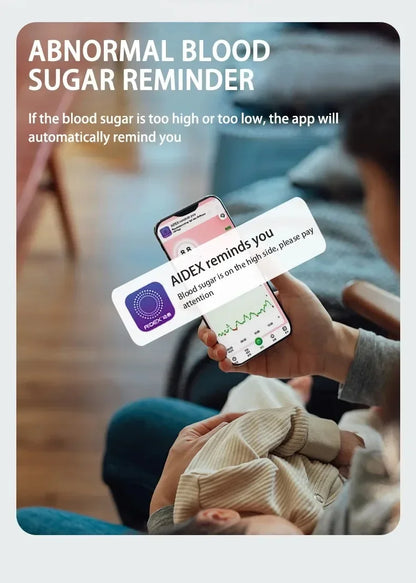 Monitoreo dinámico de glucosa en sangre CGMS 24h – Sistema remoto multilingüe sin escaneo en tiempo real
