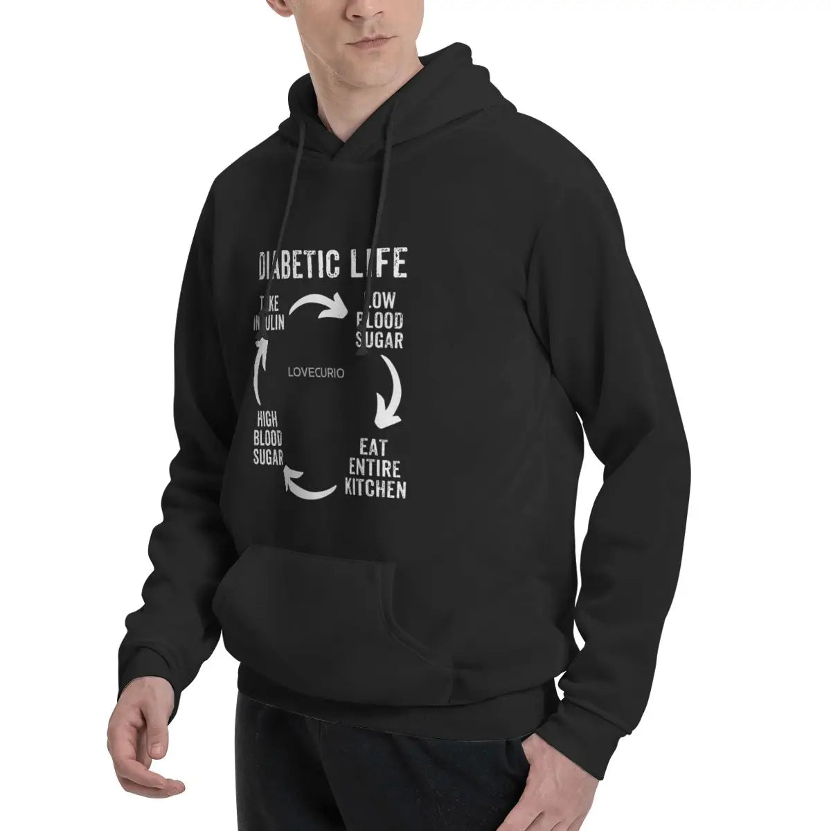 Sudadera oversize “Diabetic Life – Humerus Day” para mujer – Hoodie anime estilo coreano divertida sobre la vida de una diabética