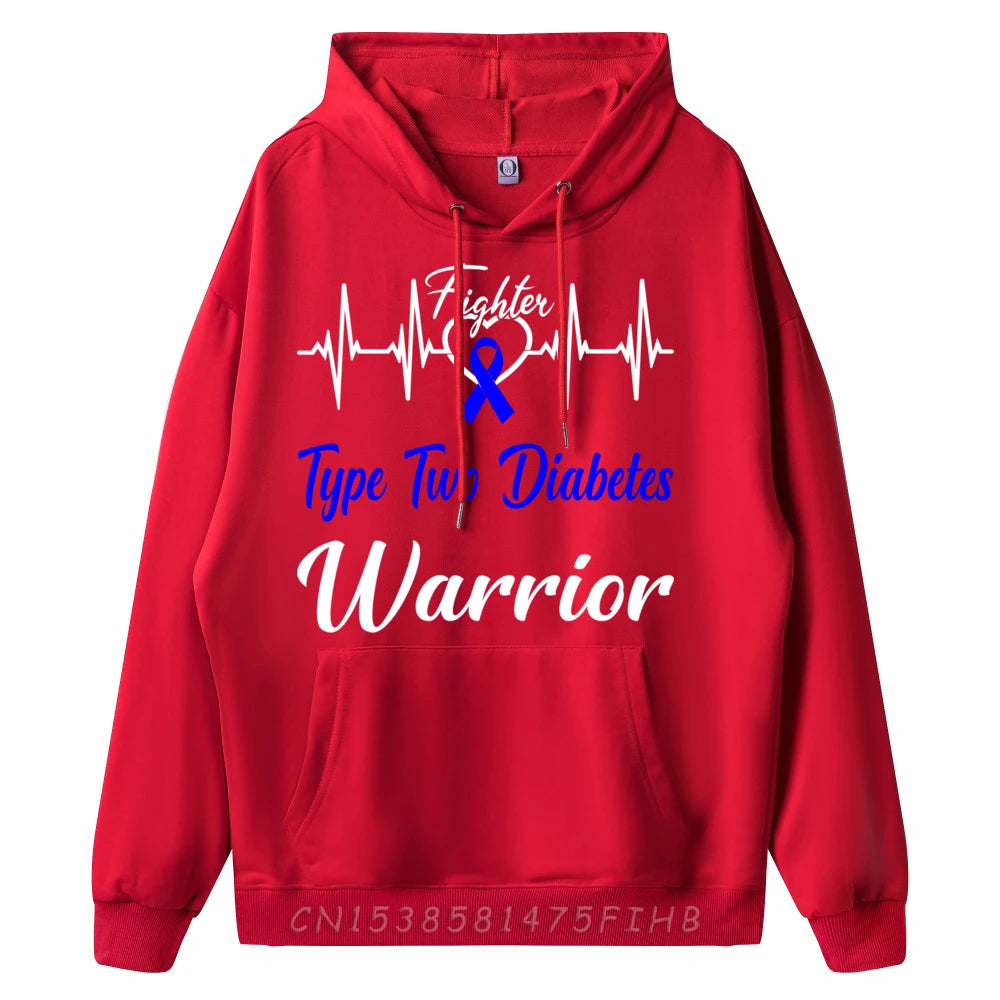 Sudadera “Type Two Diabetes Fighter” – Guerrero T2D con latido gráfico para hombre talla grande