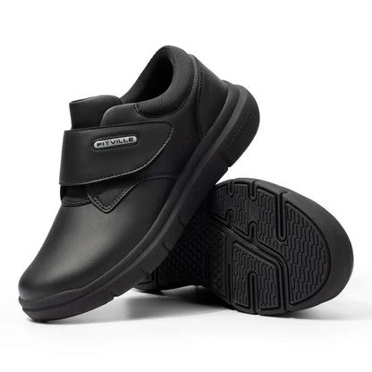 Zapatos hombre extra anchos de piel – Ortopédicos para diabéticos, pies hinchados y dedos sensibles, antideslizantes con soporte de arco