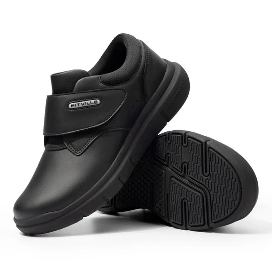 Zapatos hombre extra anchos de piel – Ortopédicos para diabéticos, pies hinchados y dedos sensibles, antideslizantes con soporte de arco