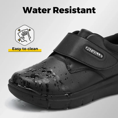 Zapatos hombre extra anchos de piel – Ortopédicos para diabéticos, pies hinchados y dedos sensibles, antideslizantes con soporte de arco