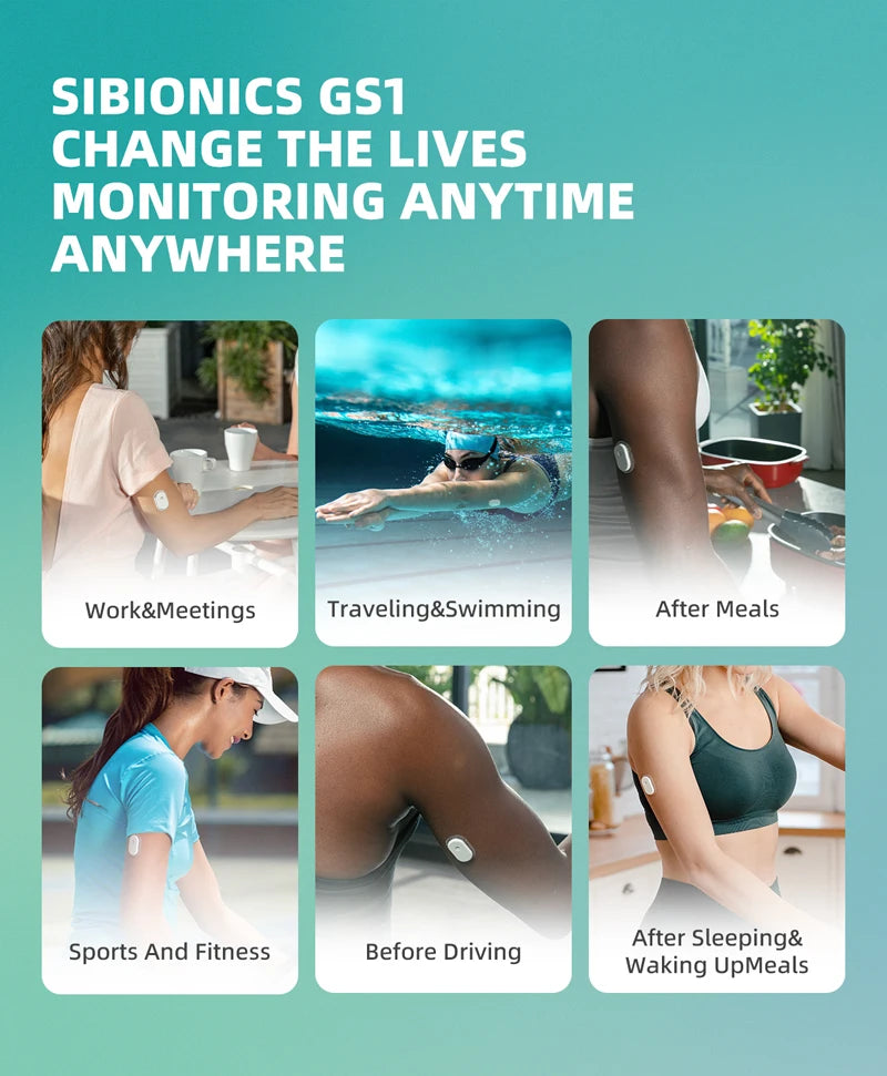 Monitor Continuo de Glucosa Sibionics CGM con Bluetooth – Sensor de Azúcar en Sangre Libre