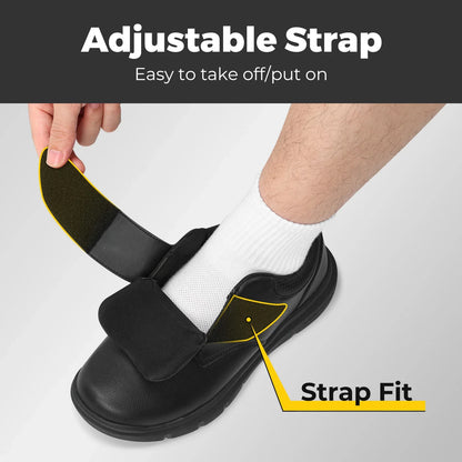 Zapatos hombre extra anchos de piel – Ortopédicos para diabéticos, pies hinchados y dedos sensibles, antideslizantes con soporte de arco