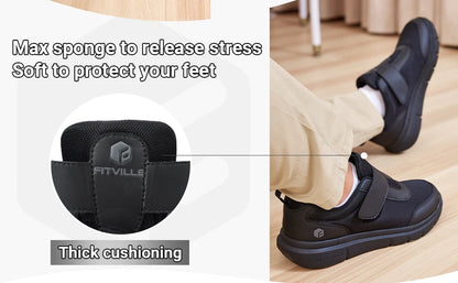 Zapatillas FitVille para diabéticos hombre – Extra anchas, pies hinchados y neuropatía, ligeras para caminar