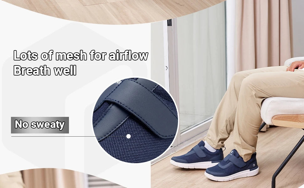 Zapatillas FitVille para diabéticos hombre – Extra anchas, pies hinchados y neuropatía, ligeras para caminar