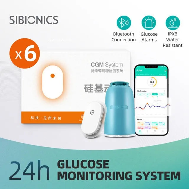 Monitor Continuo de Glucosa Sibionics CGM con Bluetooth – Sensor de Azúcar en Sangre Libre