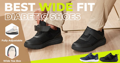 Zapatillas FitVille para diabéticos hombre – Extra anchas, pies hinchados y neuropatía, ligeras para caminar