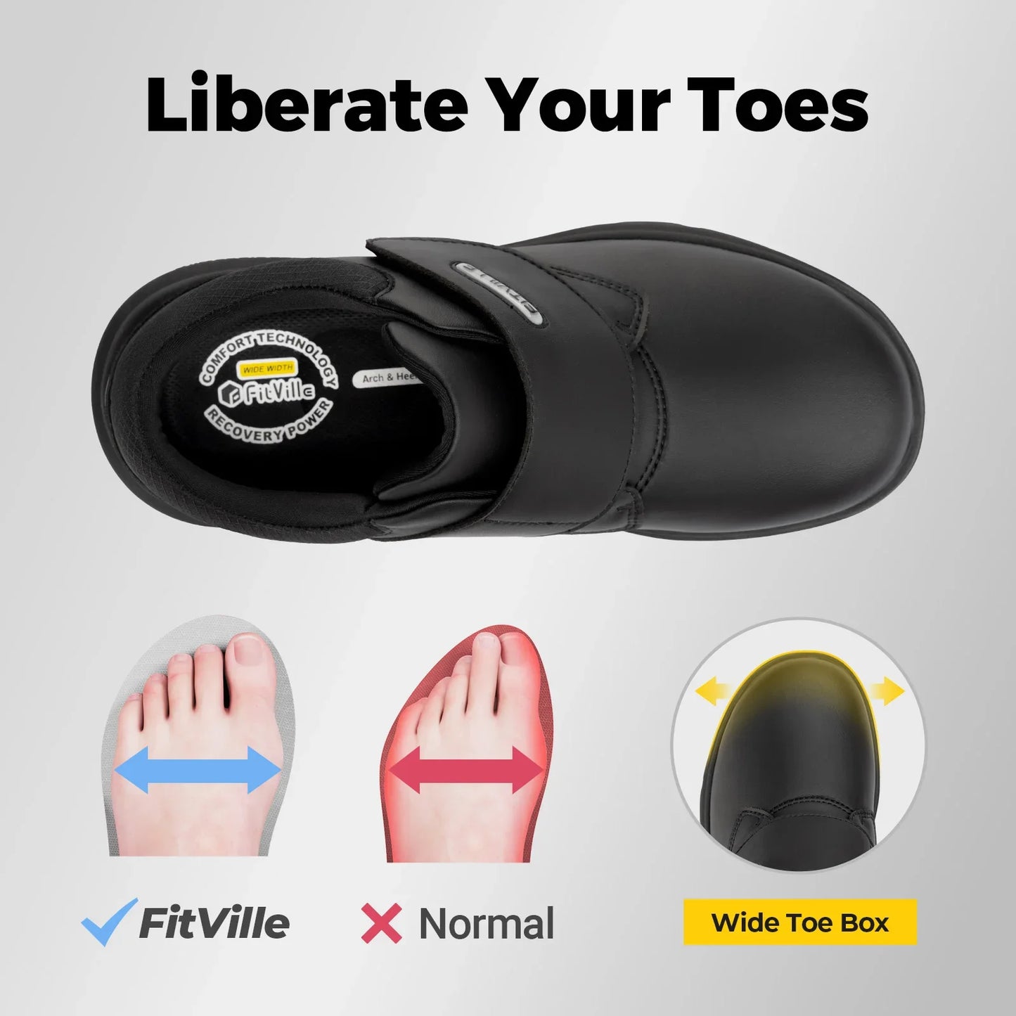 Zapatos hombre extra anchos de piel – Ortopédicos para diabéticos, pies hinchados y dedos sensibles, antideslizantes con soporte de arco