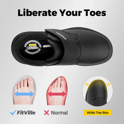 Zapatos hombre extra anchos de piel – Ortopédicos para diabéticos, pies hinchados y dedos sensibles, antideslizantes con soporte de arco